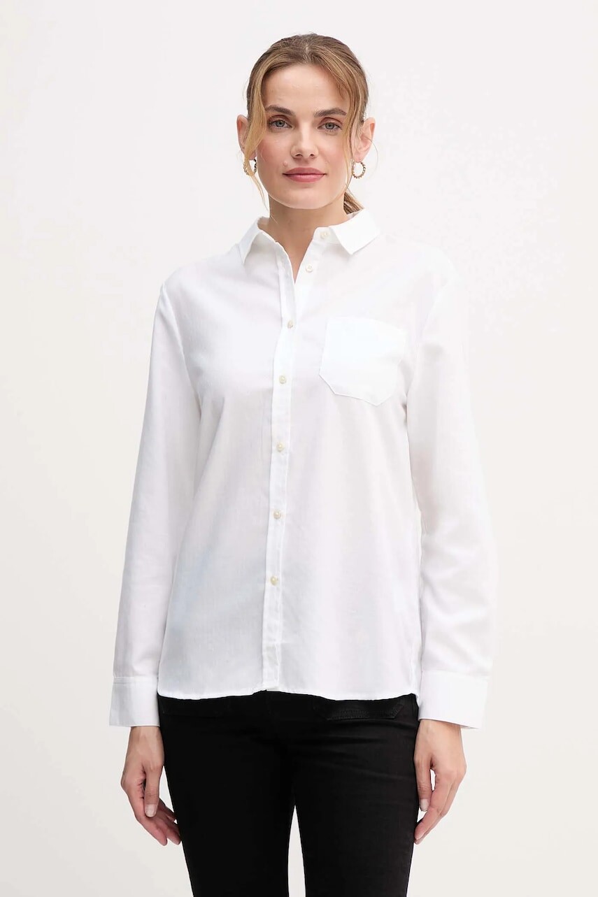 Košeľa United Colors of Benetton biela farba, regular, s klasickým golierom, 56D8DQ0CG