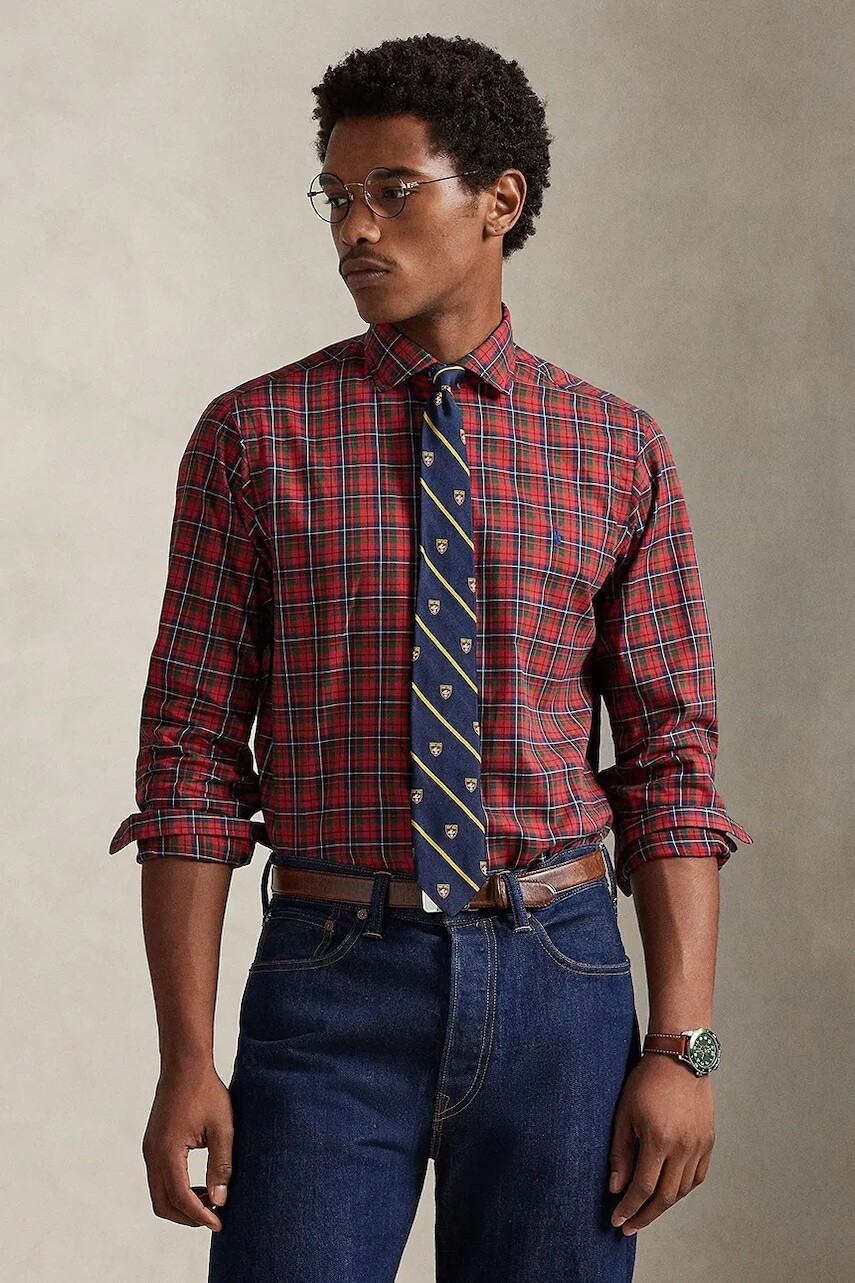 Bavlnená košeľa Polo Ralph Lauren bordová farba, regular, 710P01445