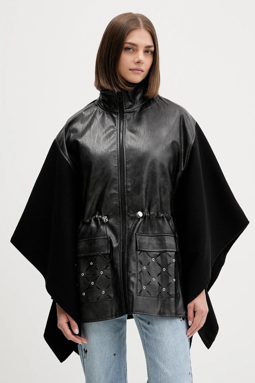 Pončo Desigual EYELETS ALDAMA čierna farba, 25WAIA08