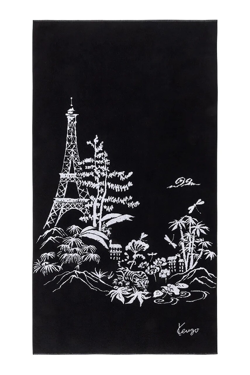 Plážová osuška Kenzo K ESTAMP 90 x 160 cm čierna farba