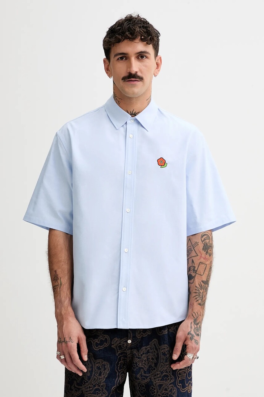 Bavlnená košeľa Kenzo pánska, voľný strih, s klasickým golierom, FF55CH1279LO.64