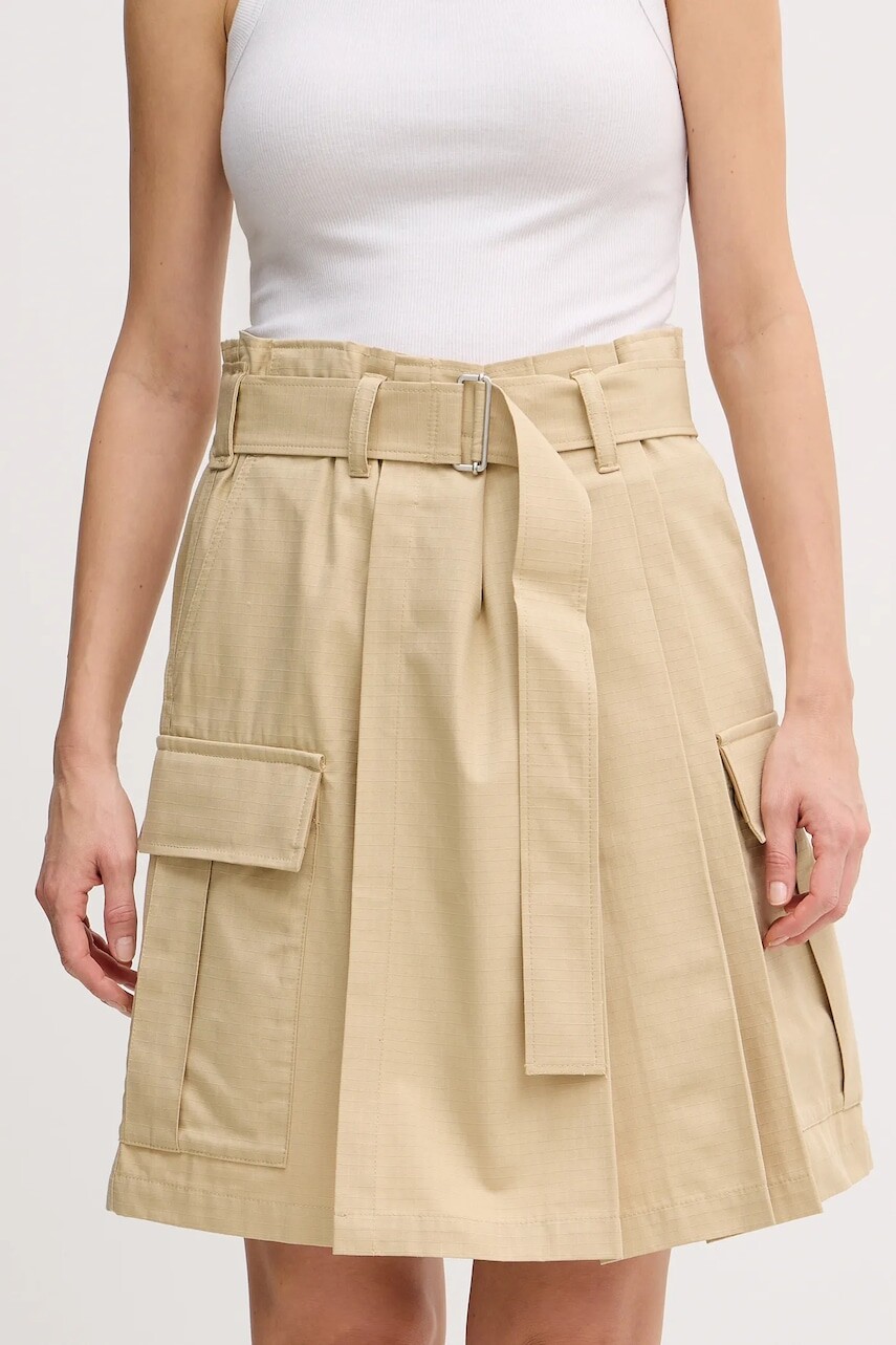 Bavlnená sukňa Kenzo béžová farba, mini, áčkový strih, FF52JU2989DL.11