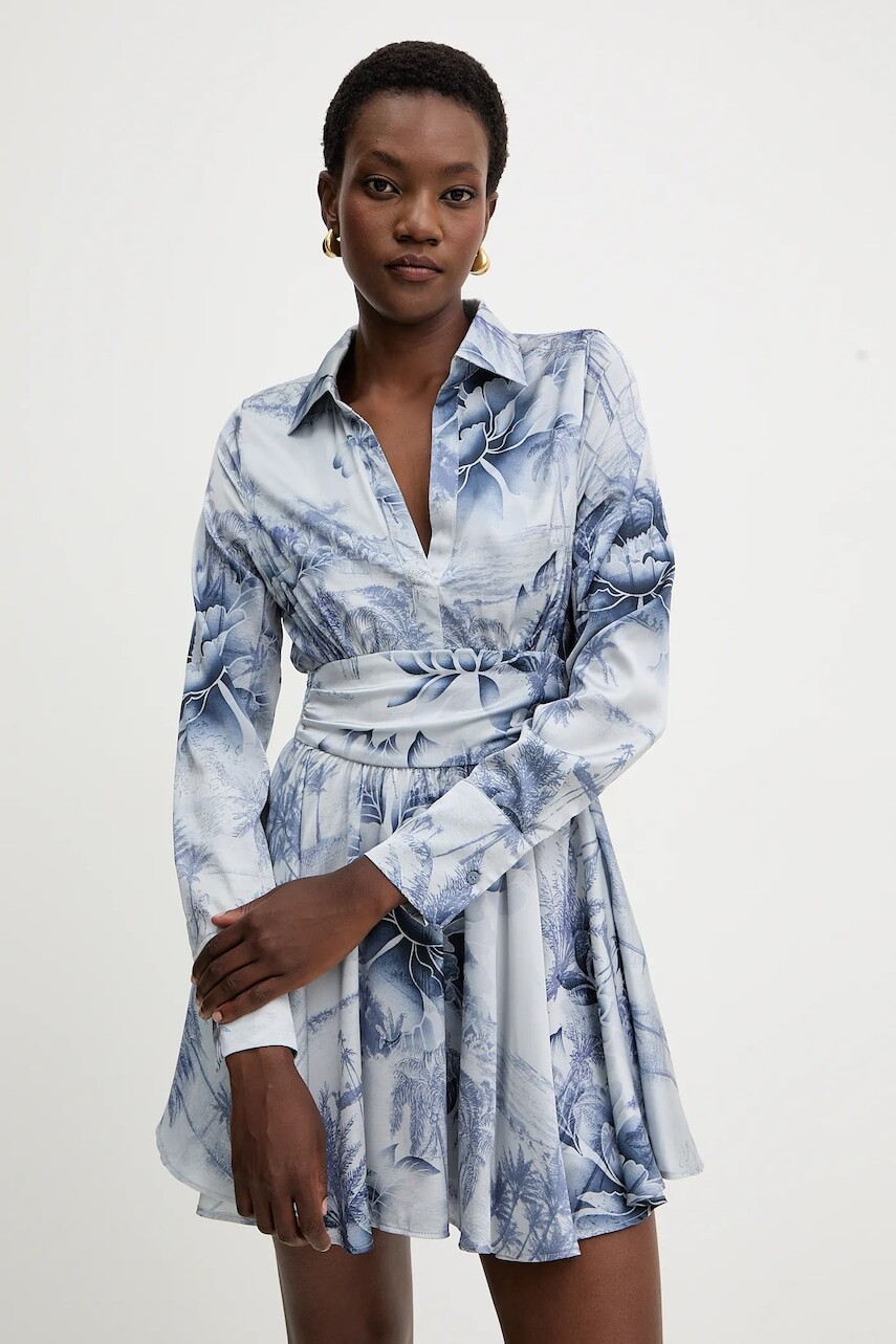 Šaty Guess CONCETTA modrá farba, mini, áčkový strih, W5YK00 WF1T2