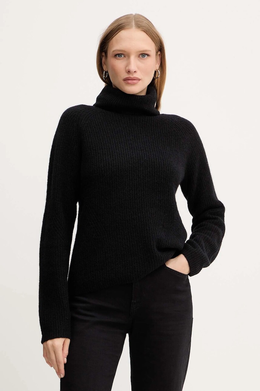 Sveter s prímesou vlny BOSS Orange čierna farba, ľahké, s rolákom, 50548937