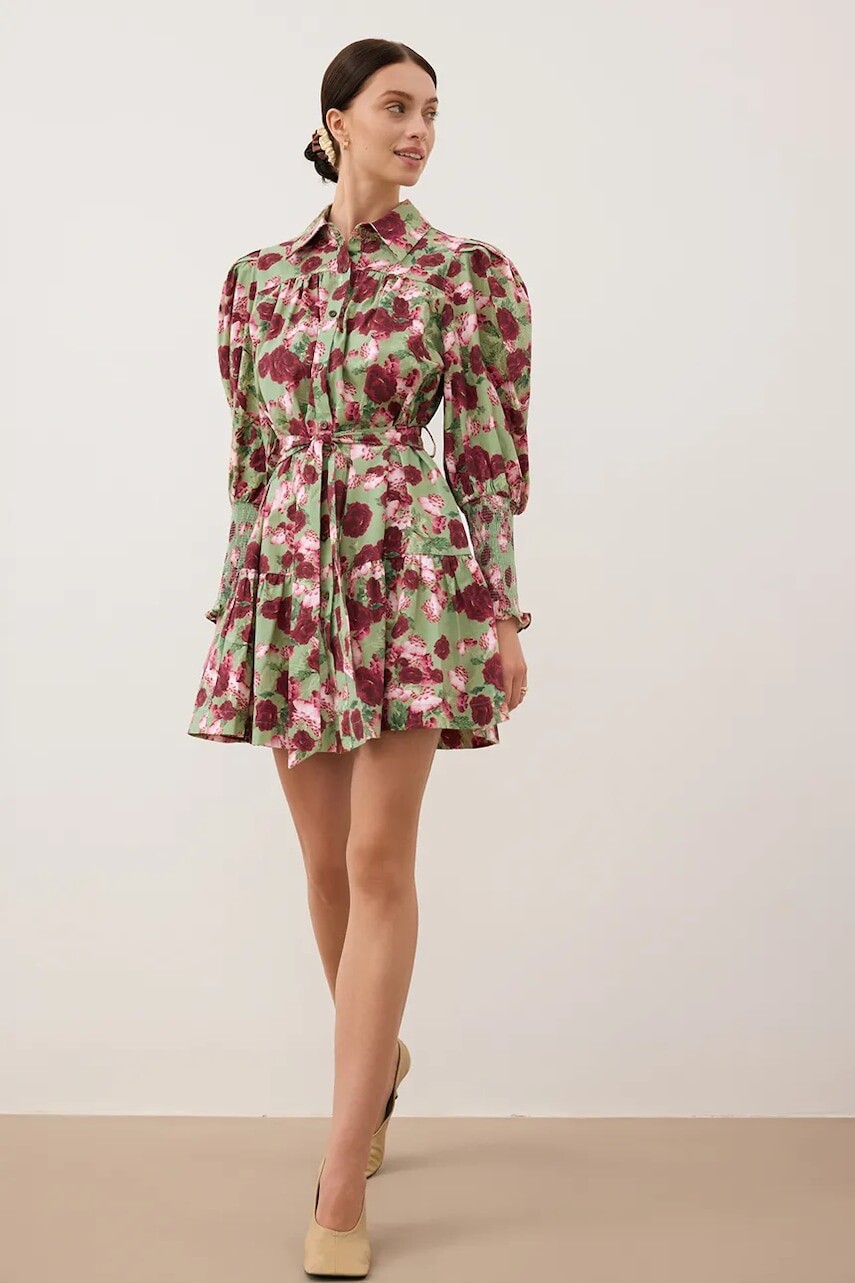 Šaty Bizuu SOREZIA zelená farba, mini, áčkový strih, SOREZIA ZIELONY