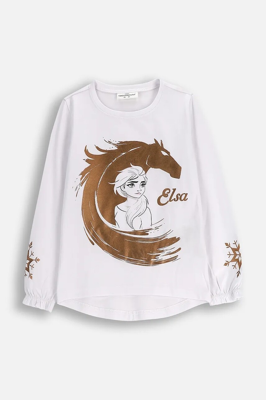 Detské tričko s dlhým rukávom Coccodrillo biela farba, LICENCE GIRL