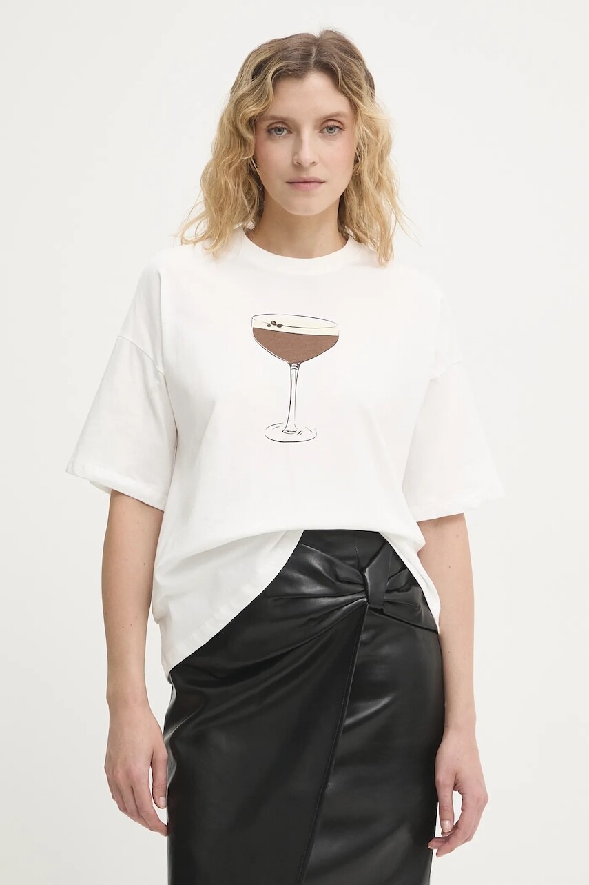 Bavlnené tričko Never Fully Dressed dámske, biela farba, NFDTO1928