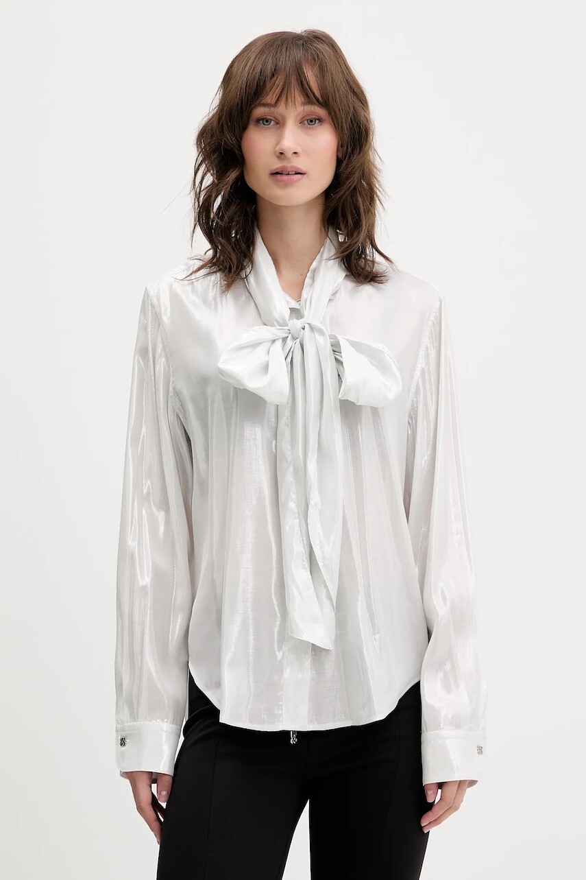 Košeľa HUGO strieborná farba, regular, so stojačikom, 50548422