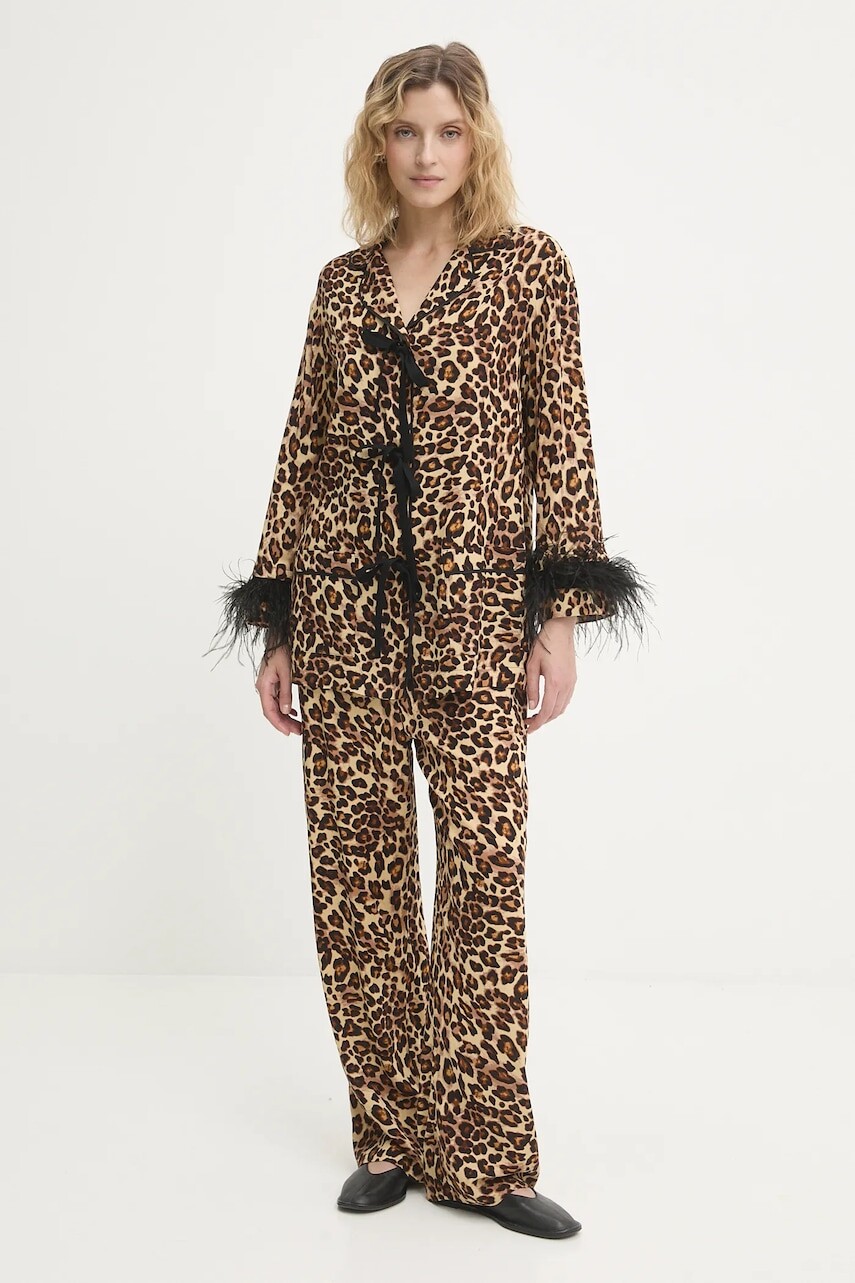 Pyžamo The Sleeper dámske, hnedá farba, BWSP02A025F