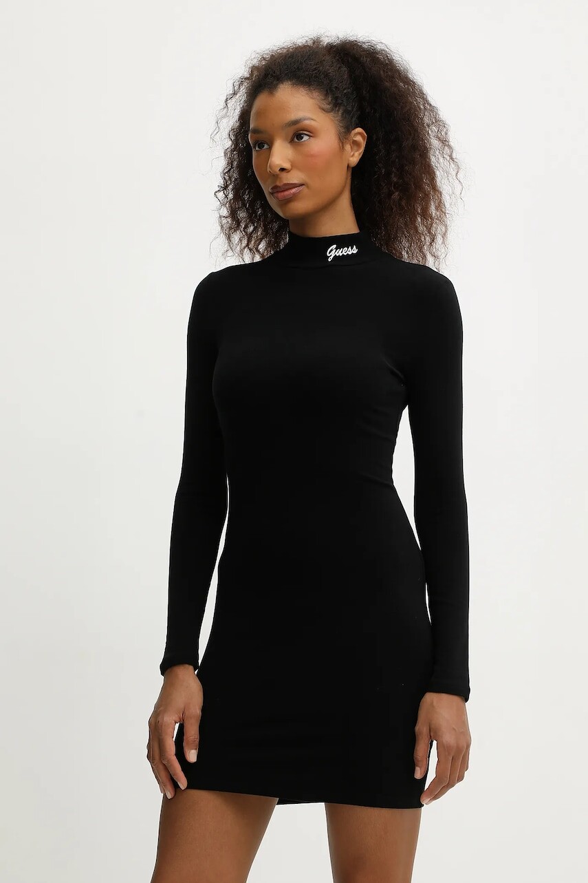 Šaty Guess ALBA čierna farba, mini, priliehavé, V5BK04 KCBF1