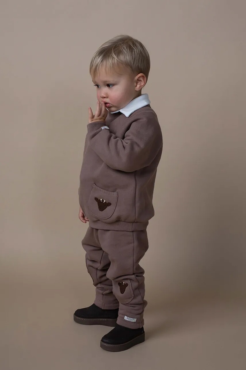 Bavlnená mikina pre bábätká Donsje Foppe Sweater Stags hnedá farba, jednofarebná, 3042102