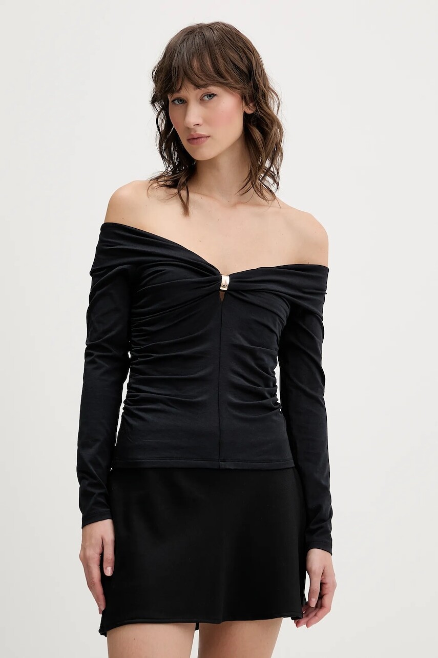 Blúzka Abercrombie & Fitch čierna farba, jednofarebná, KI139-5664-900