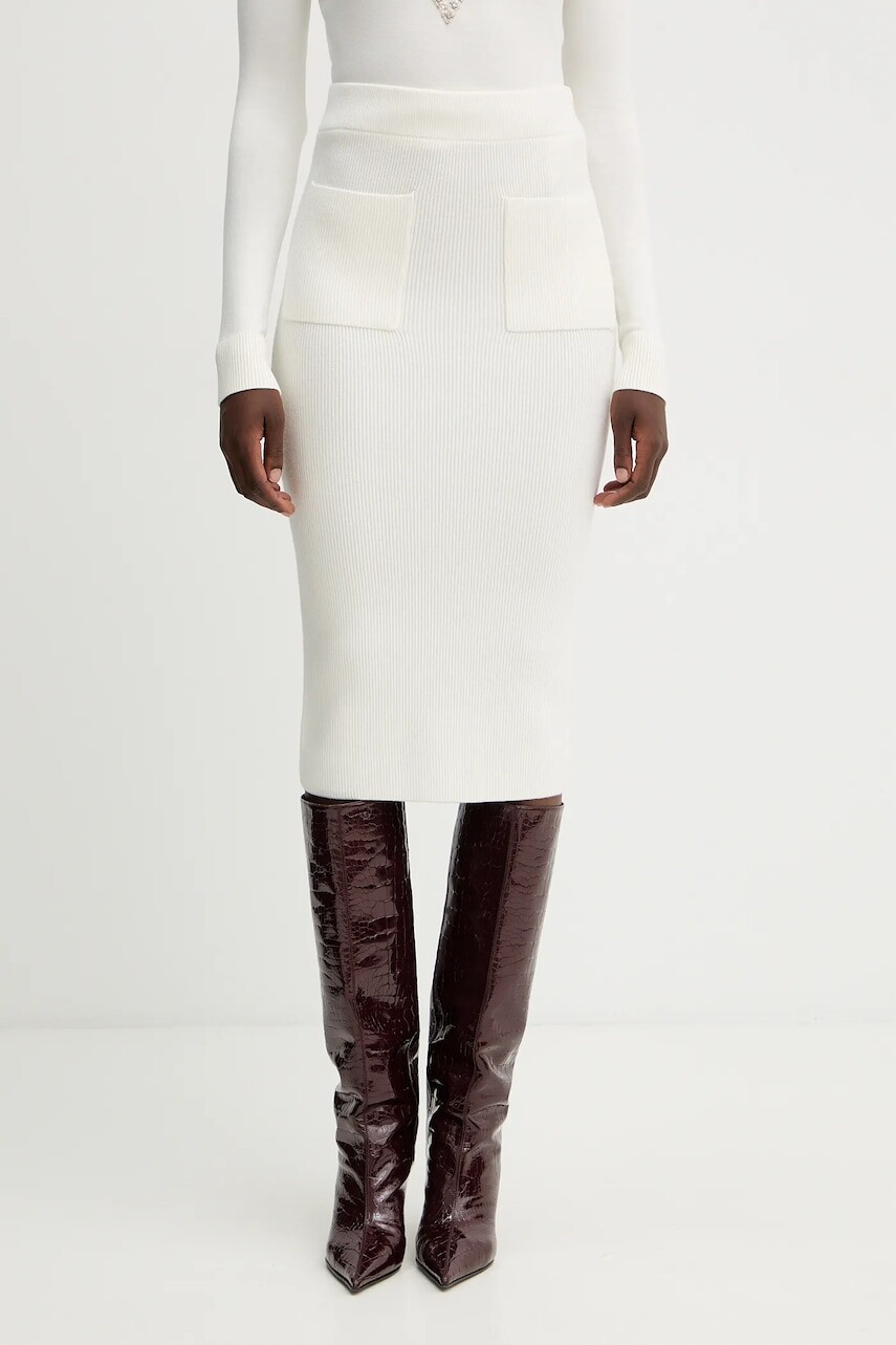 Sukňa Guess HARLEY béžová farba, midi, rovný strih, W5BD94 Z0572