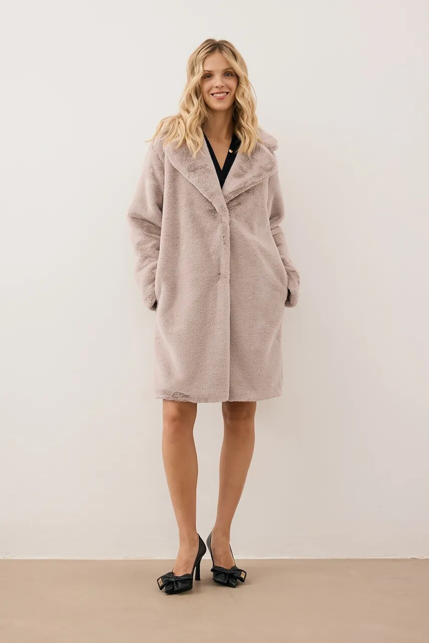 Kabát Bizuu ROMA béžová farba, ROMA BEŻOWY