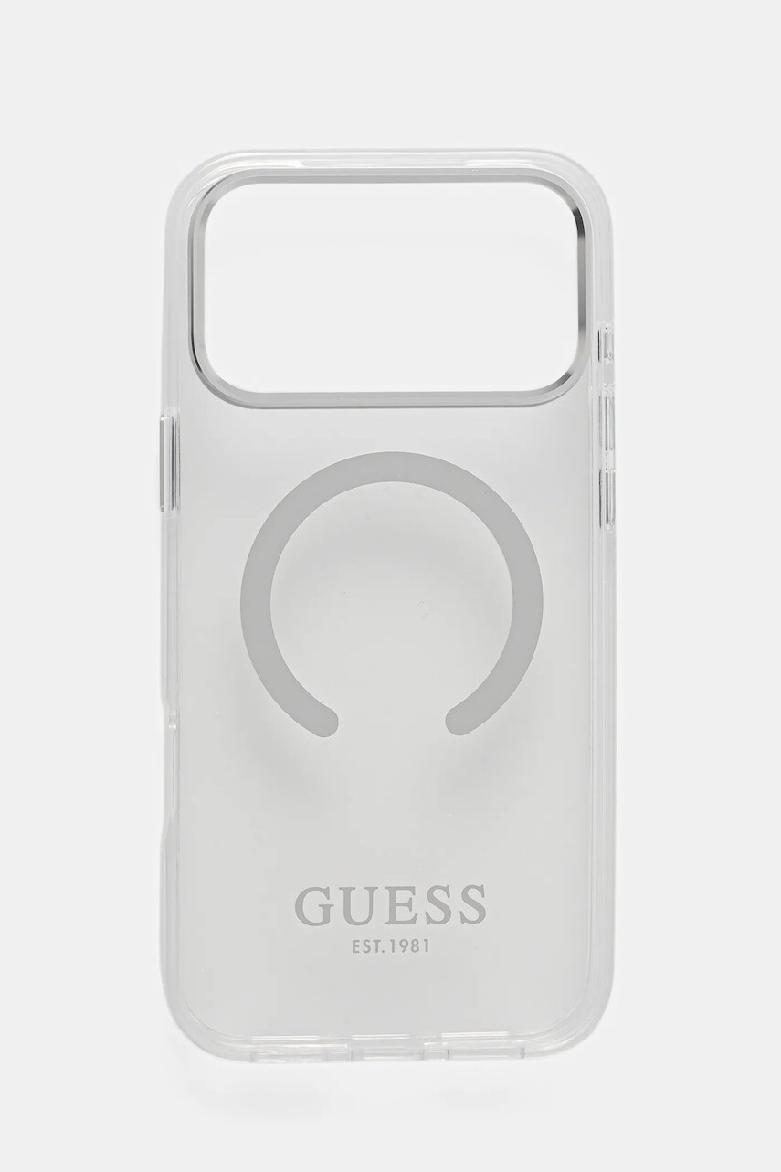 Puzdro na mobil Guess iPhone 17 Pro Max strieborná farba, GUHMP17XHTRMS