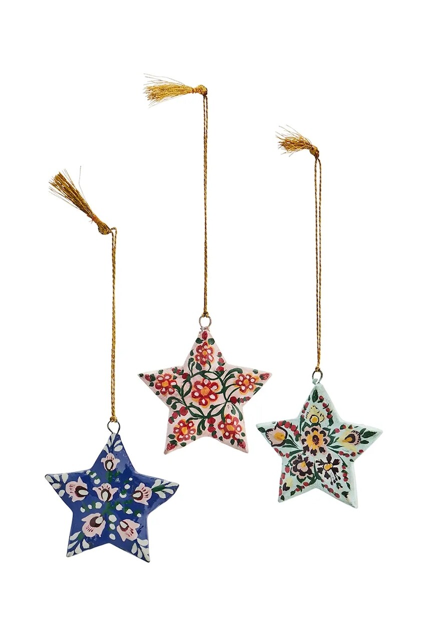 Vianočná ozdoba Madam Stoltz 5 cm 3-pak viac farieb