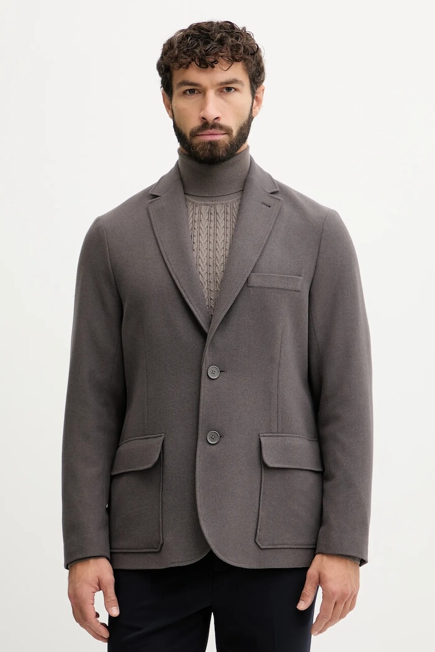 Bunda s prímesou vlny Armani Exchange šedá farba, XM001873 AF16644