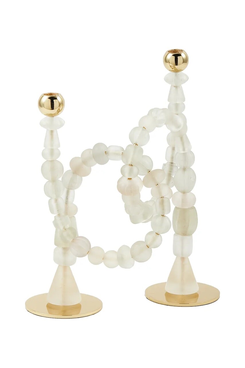 Dekoračný svietnik Pols Potten Beads 33 x 38 x 12 cm béžová farba