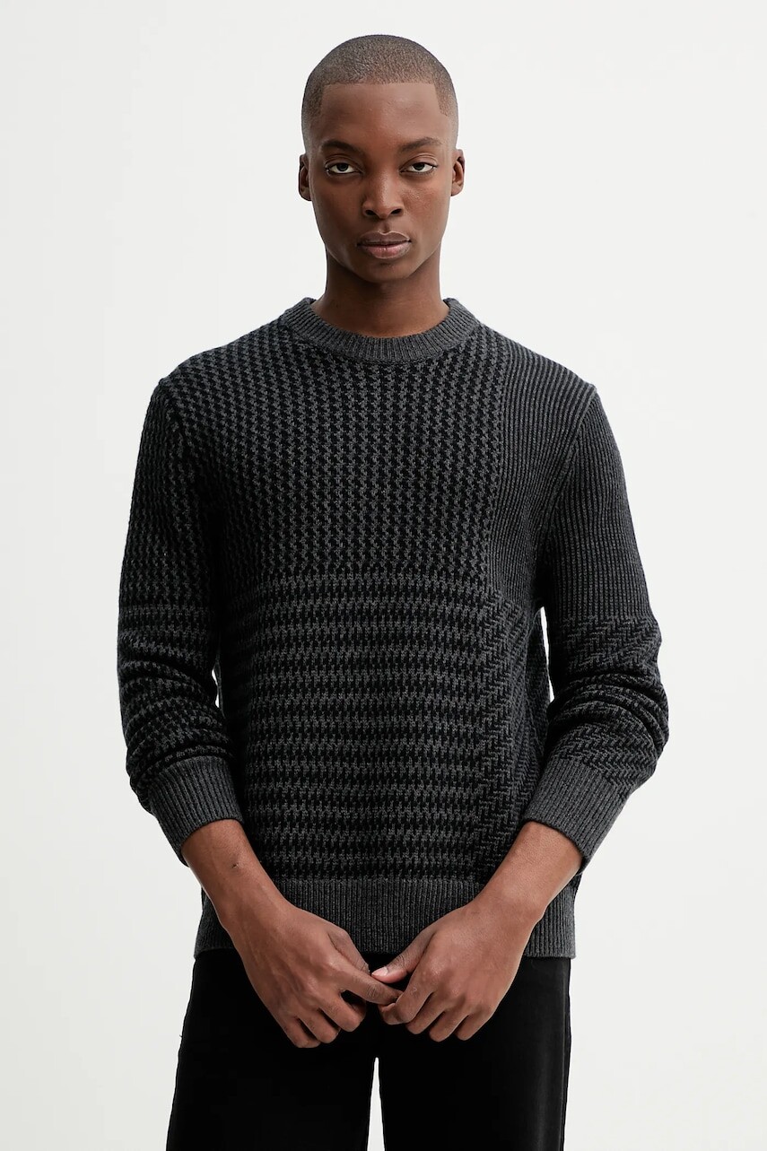 Sveter s prímesou vlny Calvin Klein šedá farba, LV04LD306G