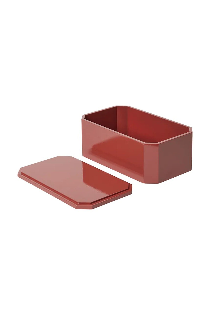 Nádoba s vekom ferm LIVING Nova 25 x 15 cm červená farba