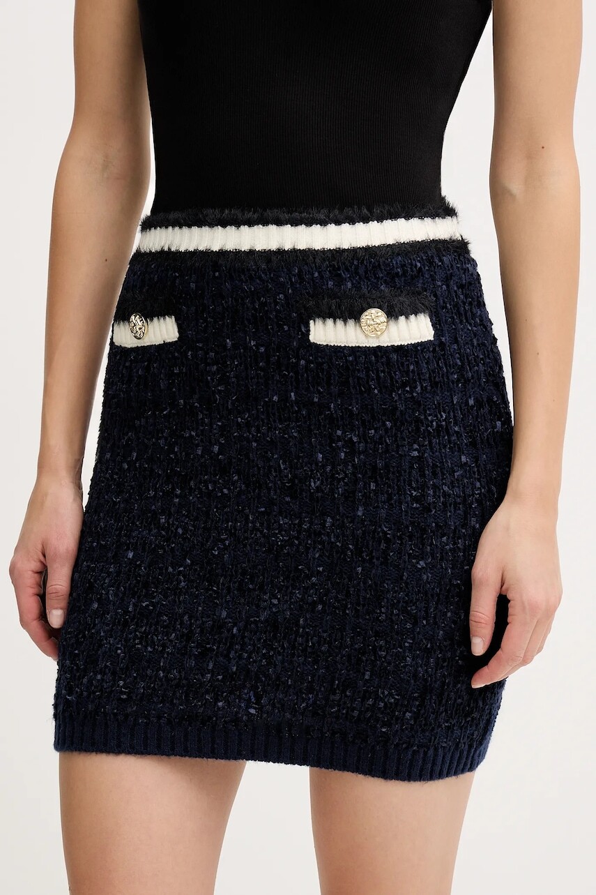 Sukňa Guess AOMORI tmavomodrá farba, mini, puzdrová, W5BD1X Z4090