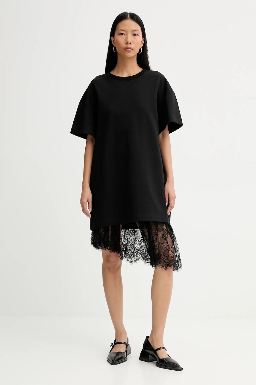 Bavlnené šaty MUNTHE ROSIE čierna farba, 254132025426