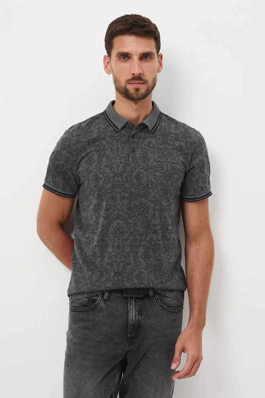 Polo tričko Medicine pánske, šedá farba, vzorovaná