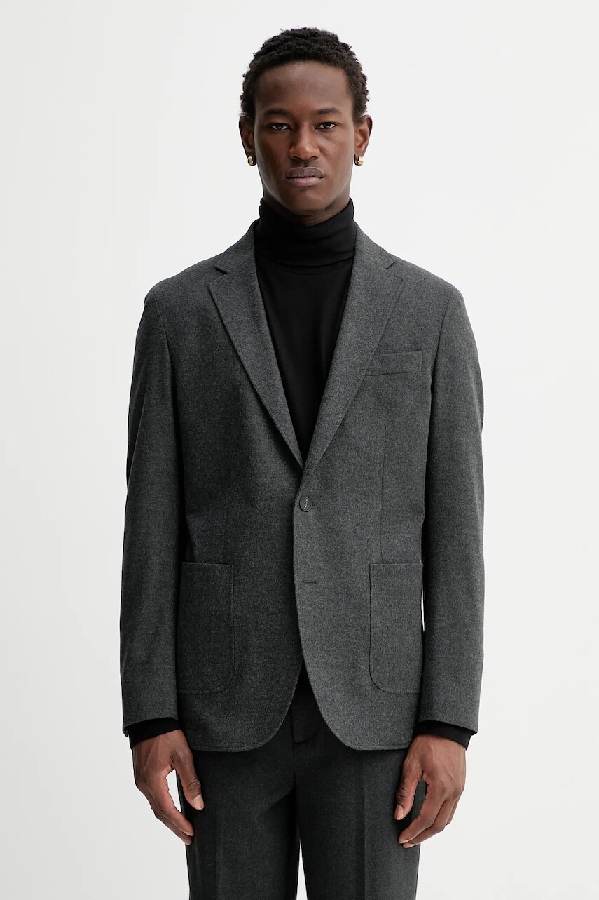 Bunda s prímesou vlny Marc O'Polo šedá farba, 530022180112