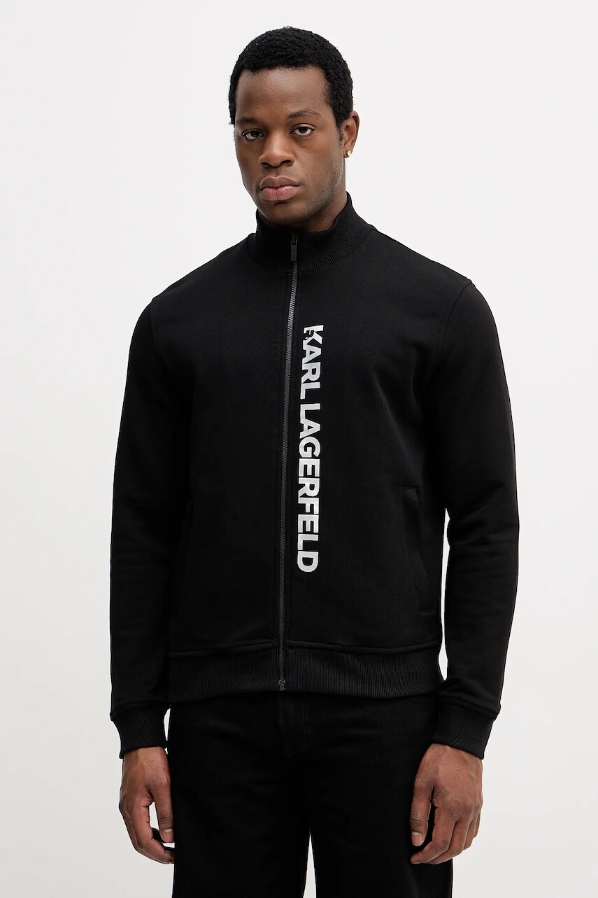 Bavlnená mikina Karl Lagerfeld čierna farba, s potlačou, 554917.705400