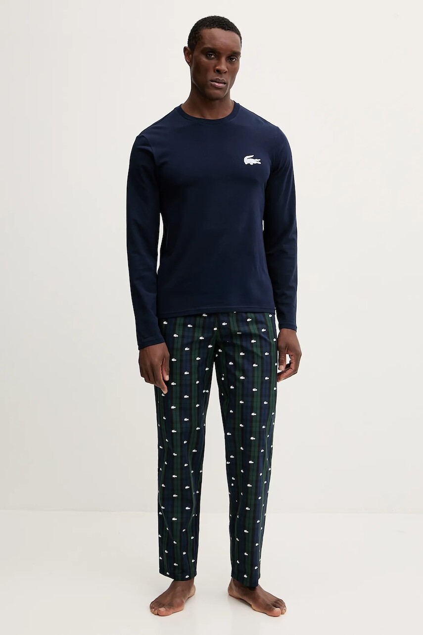 Pyžamo Lacoste pánske, tmavomodrá farba, vzorované, 4H5021