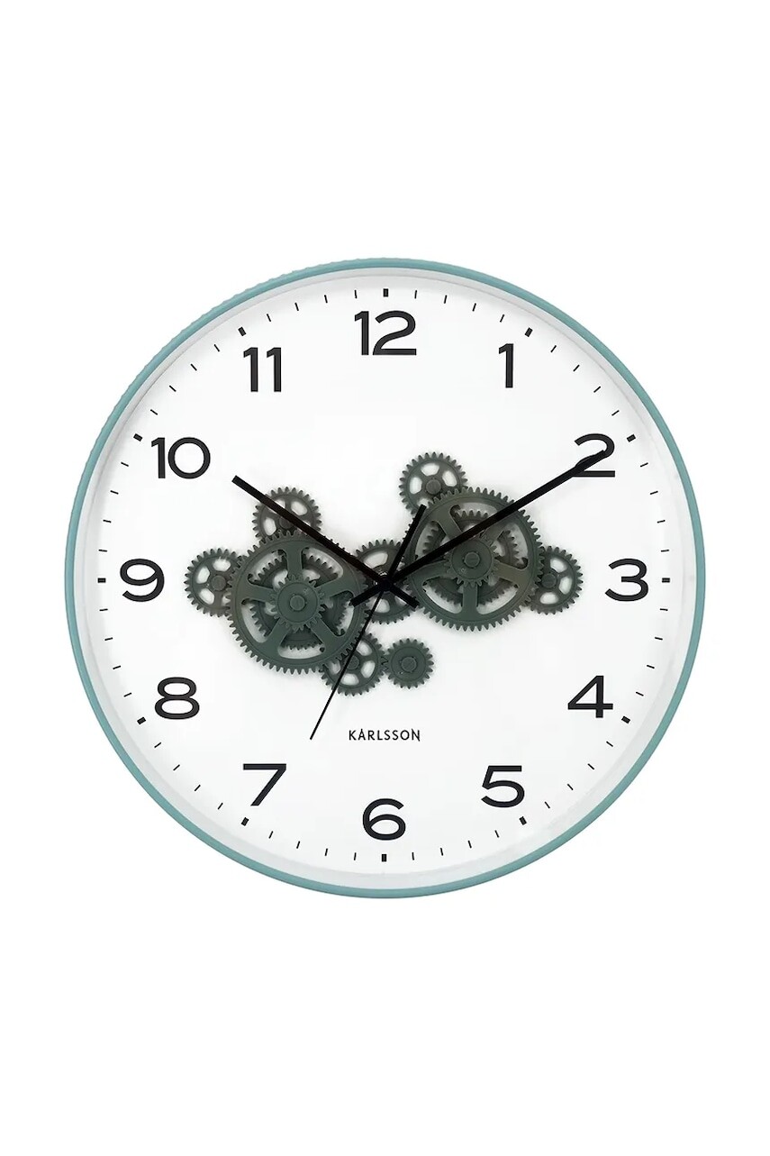 Nástenné hodiny Karlsson Open Gear 40 cm zelená farba
