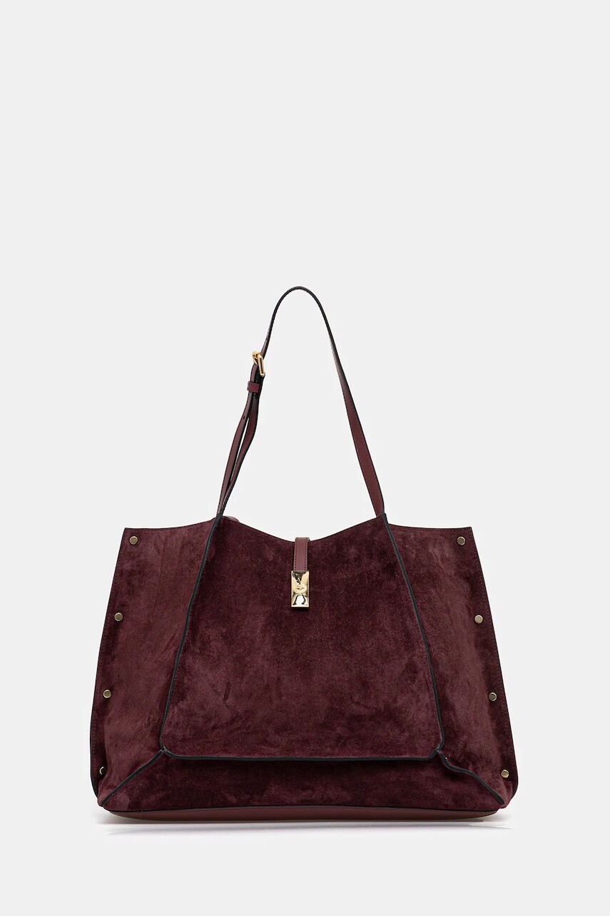 Semišová kabelka Pollini bordová farba, PC4415PP0N QI1