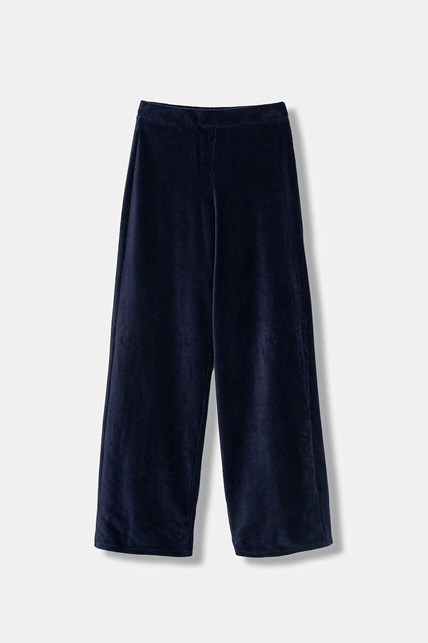 Detské velúrové tepláky United Colors of Benetton tmavomodrá farba, jednofarebné, 4DZBCF02Q