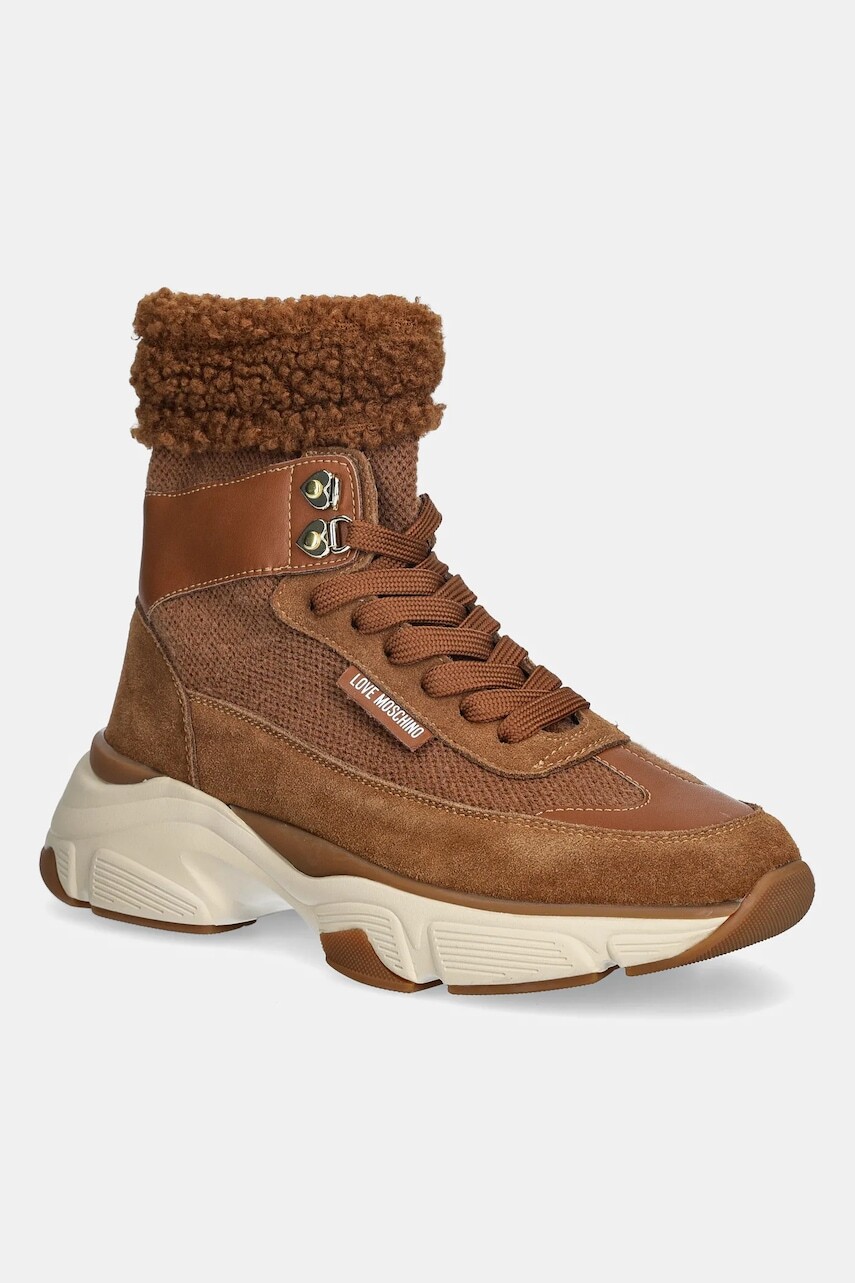 Tenisky Love Moschino hnedá farba, JA15366G0NIY721A