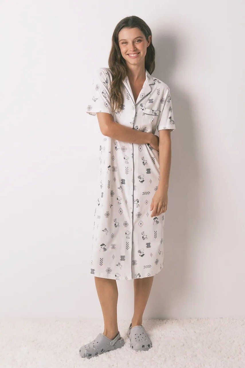 Bavlnená nočná košeľa women'secret SNOOPY biela farba, bavlnené, 4442114