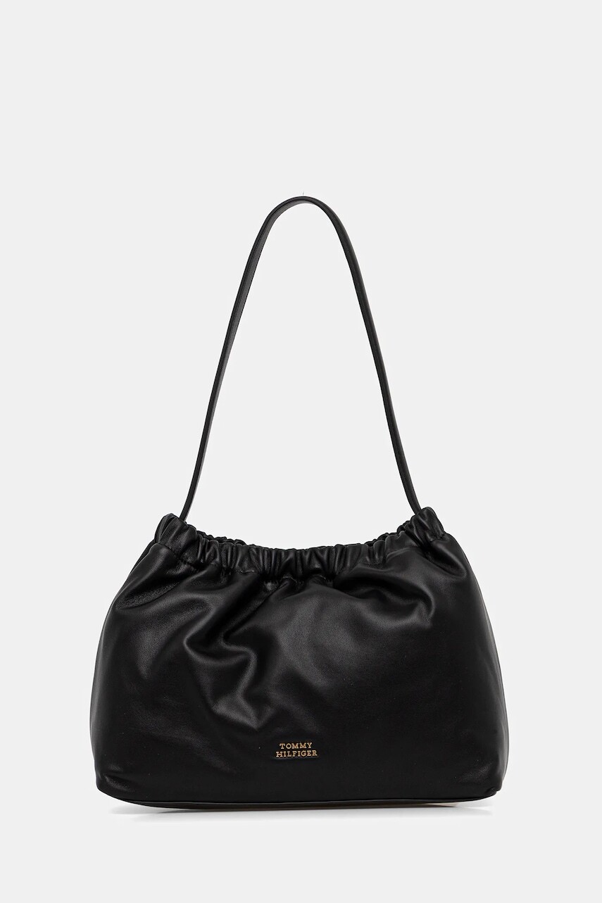 Kožená kabelka Tommy Hilfiger čierna farba, AW0AW18307