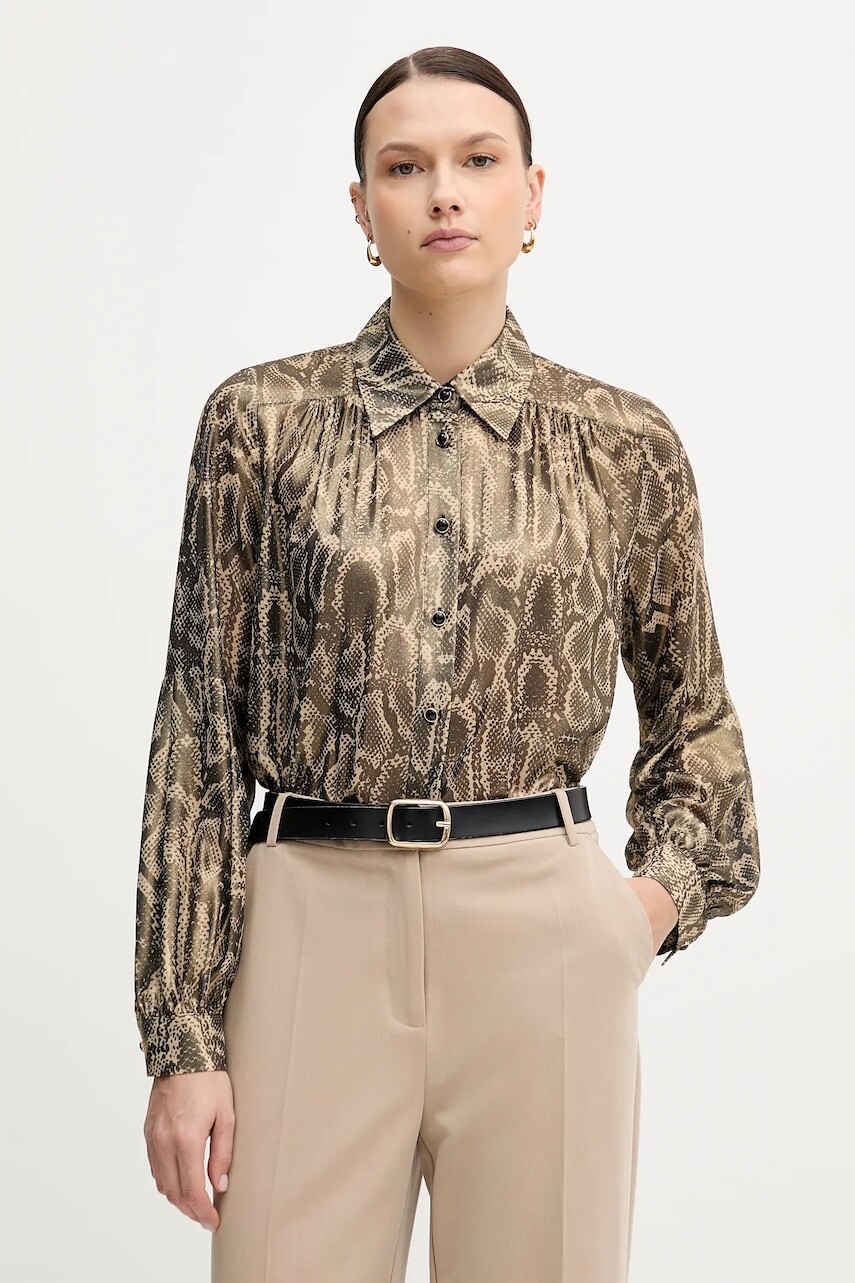 Košeľa Marc Aurel zelená farba, voľný strih, s klasickým golierom, 6368-1000-93490