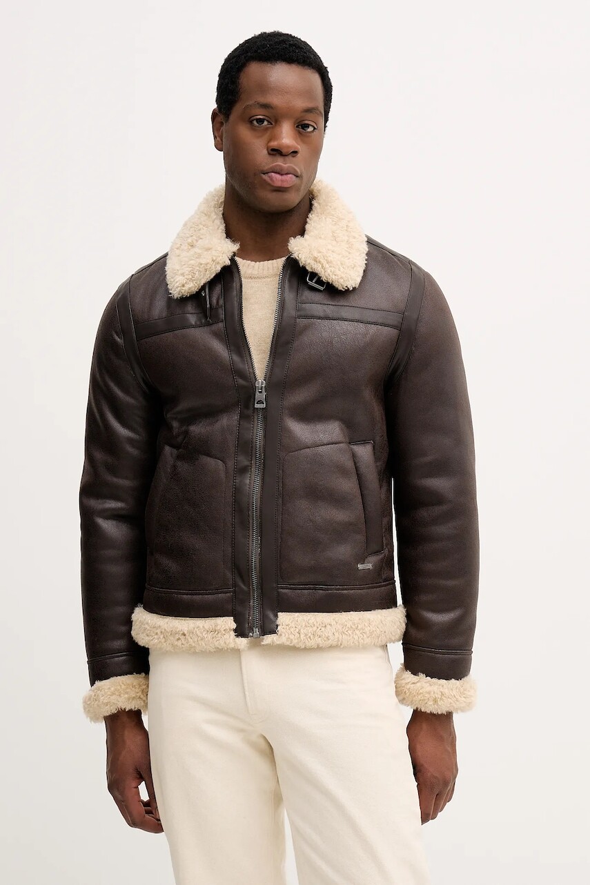 Bunda Guess hnedá farba, prechodná, M5BL28 W2310