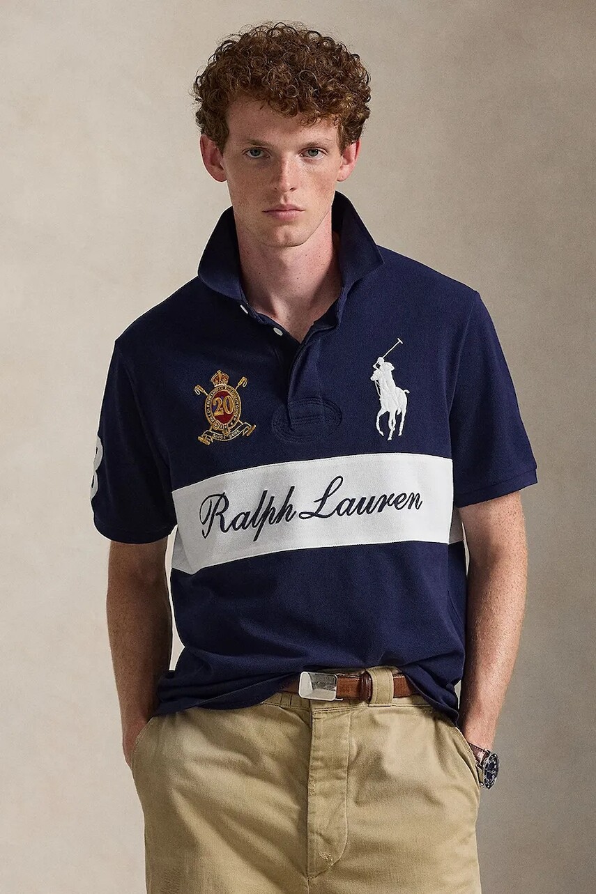 Bavlnené polo tričko Polo Ralph Lauren tmavomodrá farba, s nášivkou, 710P03953