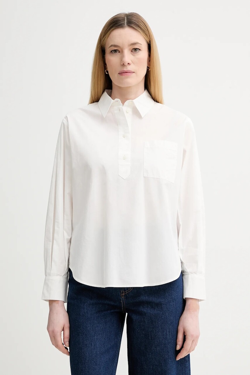 Bavlnená blúzka Marc O'Polo béžová farba, jednofarebná, 5000007470