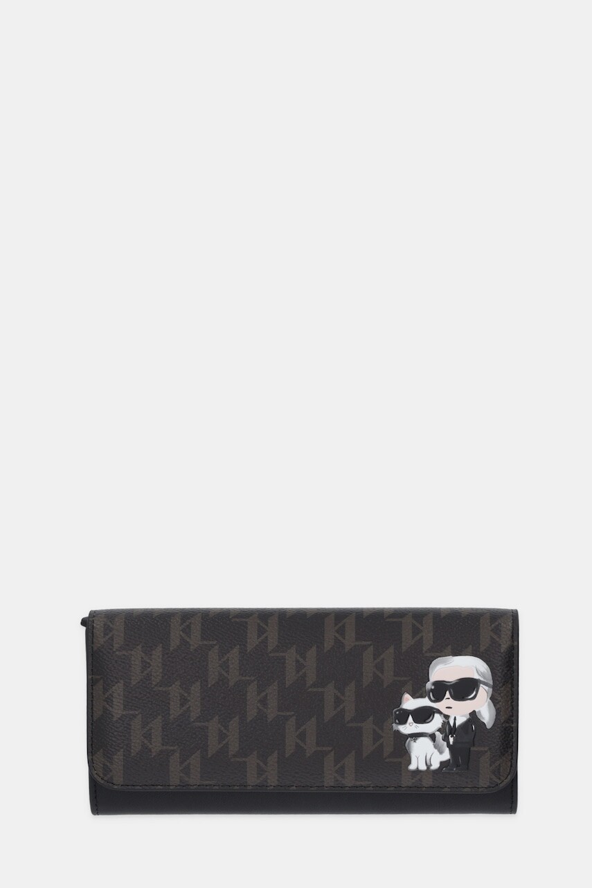 Peňaženka Karl Lagerfeld IKON MONOGRAM dámska, hnedá farba, B1W32015