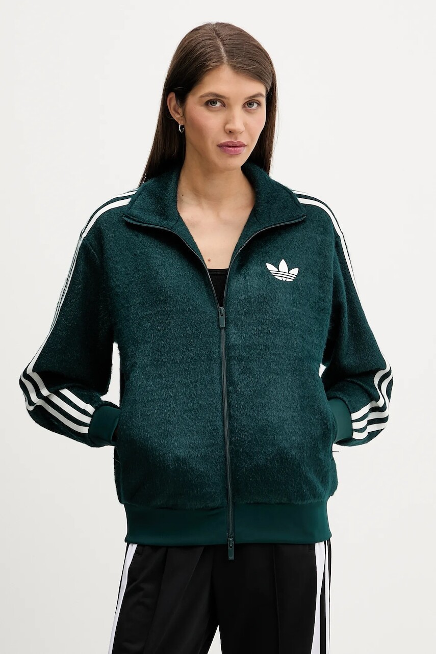 Mikina adidas Originals Mohair zelená farba, s nášivkou, KS7777
