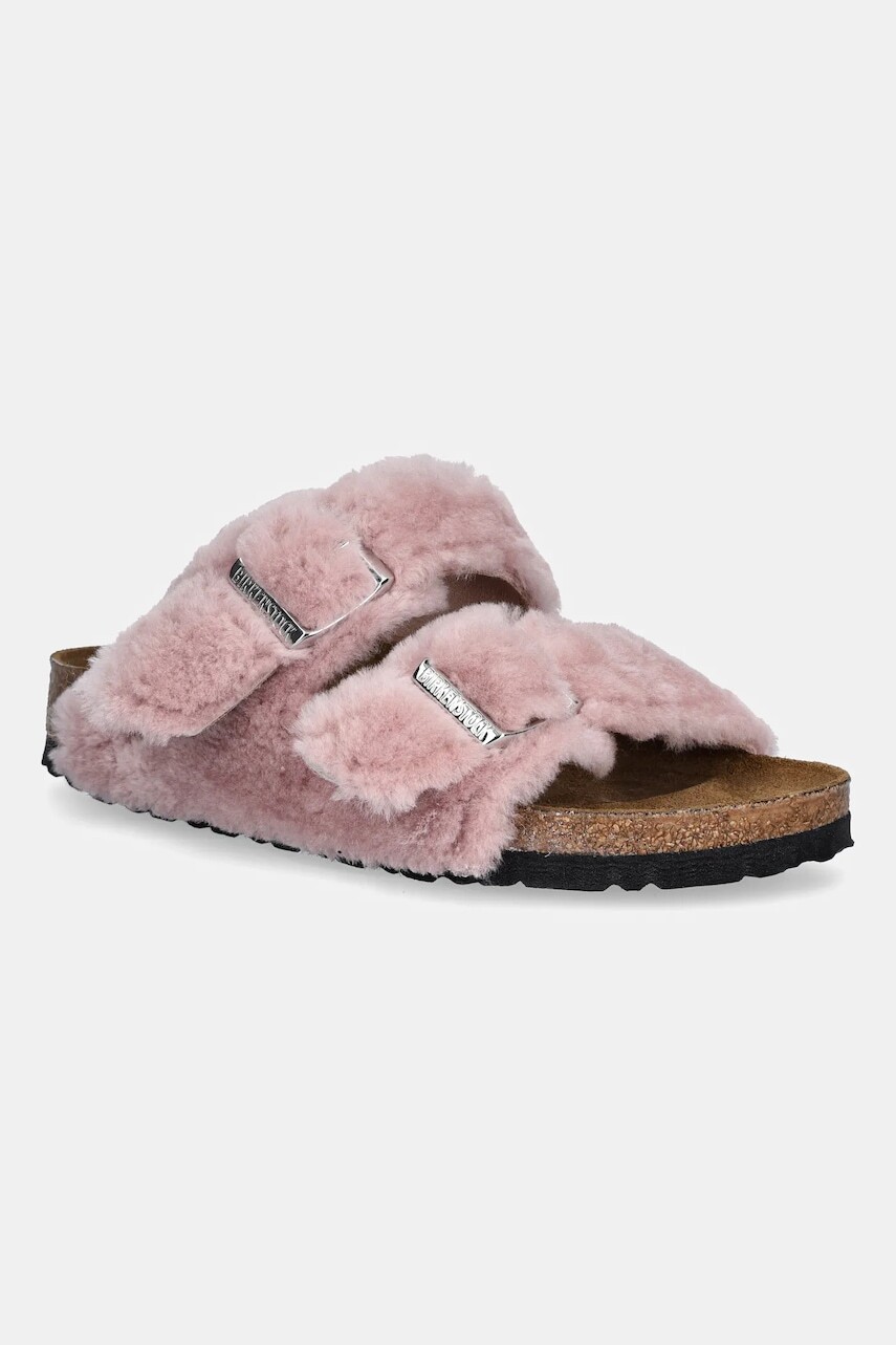 Vlnené papuče Birkenstock Arizona Shearling Upper ružová farba, 1030274