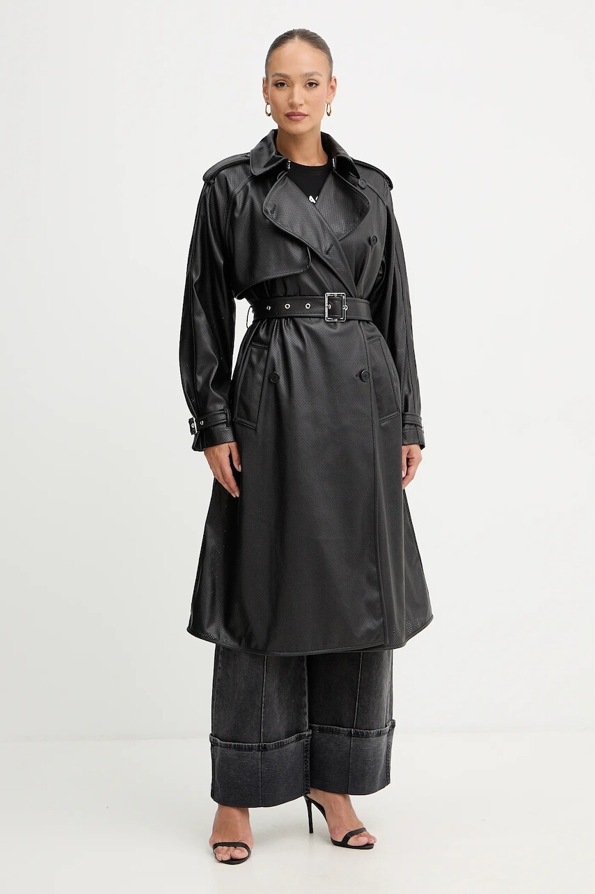 Trenčkot Karl Lagerfeld čierna farba, B1W15008