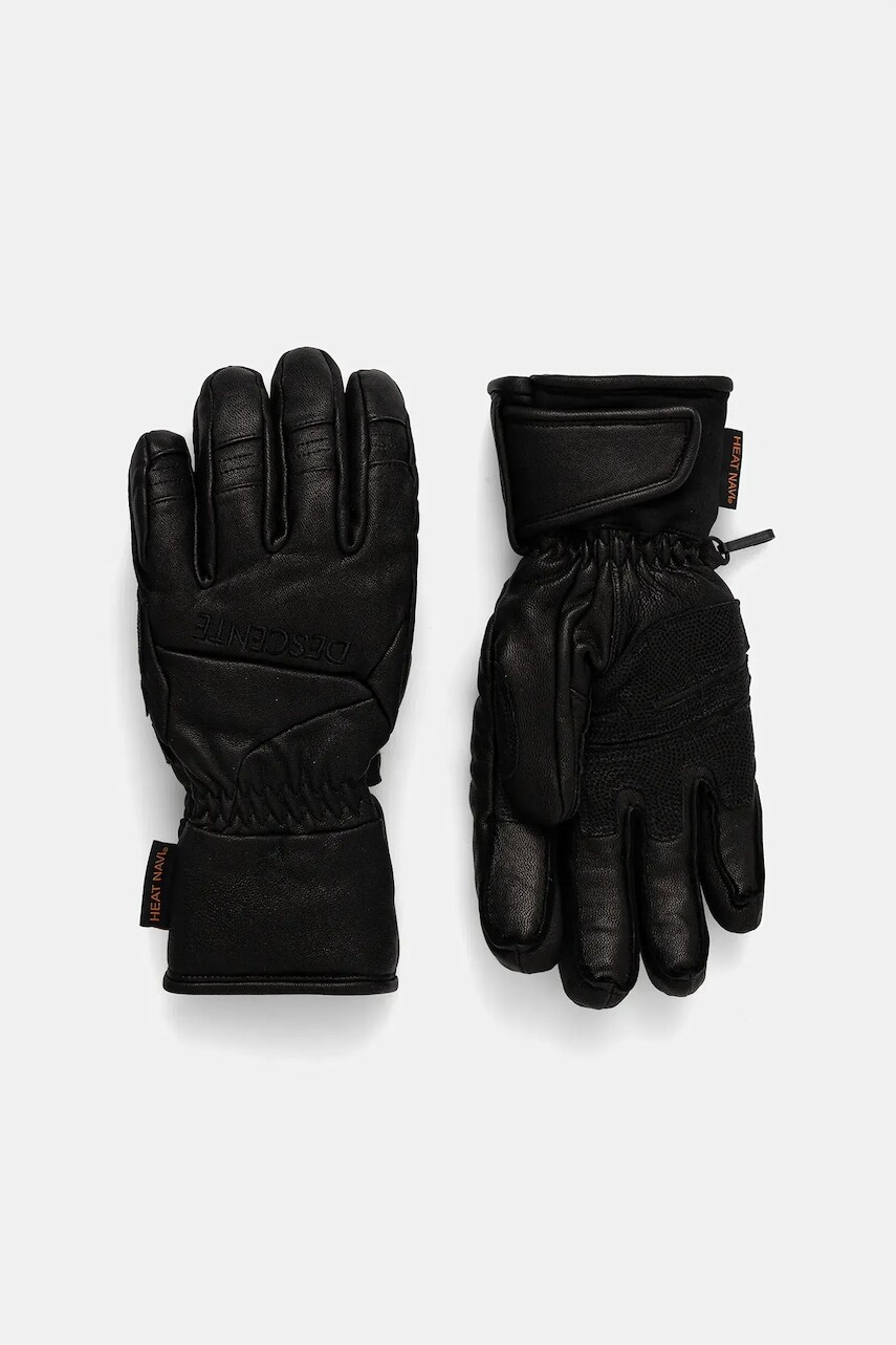 Kožené lyžiarske rukavice Descente LEATHER GLOVE čierna farba, DW5FGV01MU