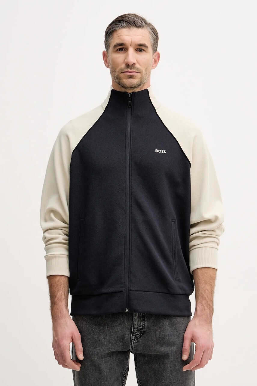 Mikina BOSS Green tmavomodrá farba, jednofarebná, 50553566