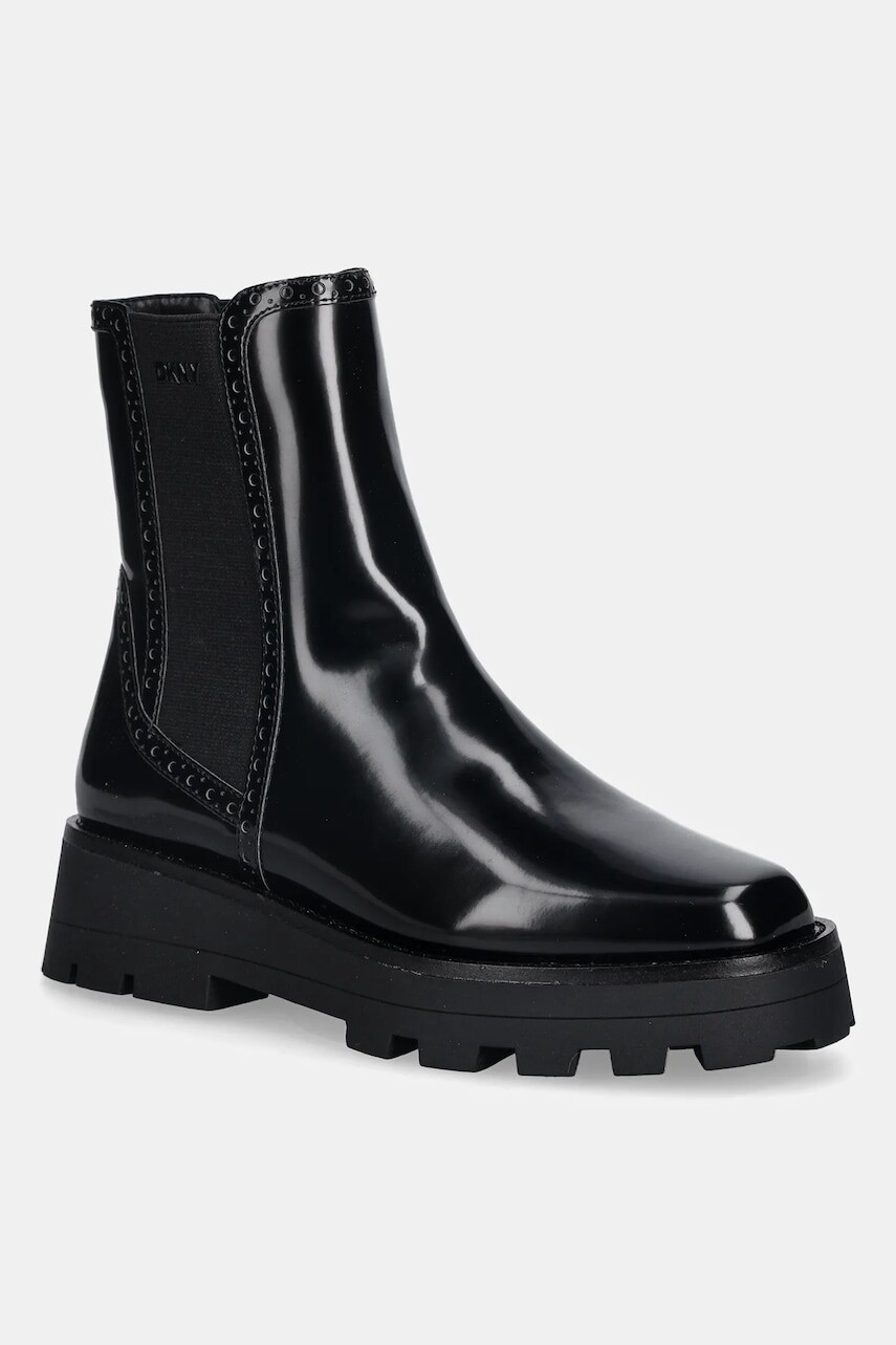 Topánky chelsea Dkny Sanchit čierna farba, na plochom podpätku, K4569875