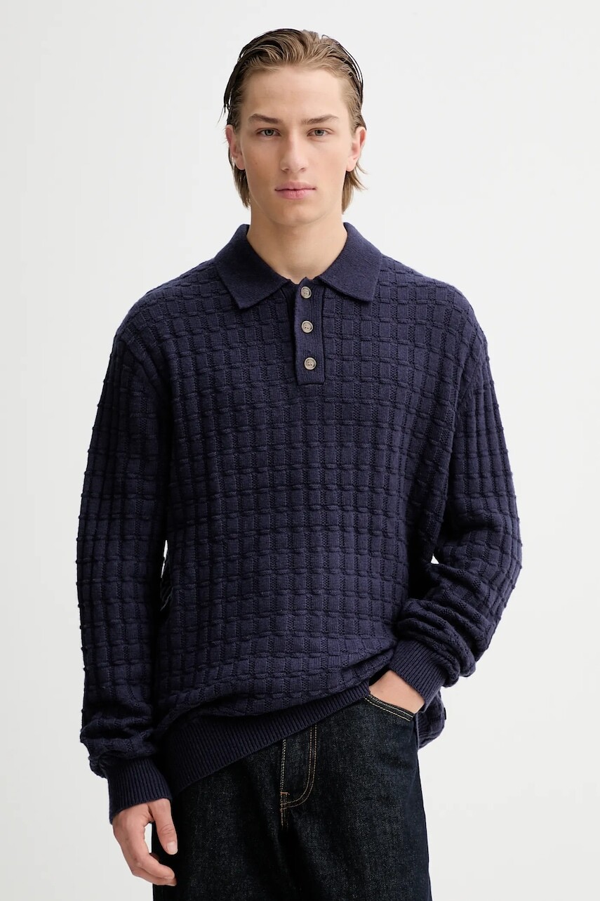 Sveter s prímesou vlny Les Deux tmavomodrá farba, 1001201