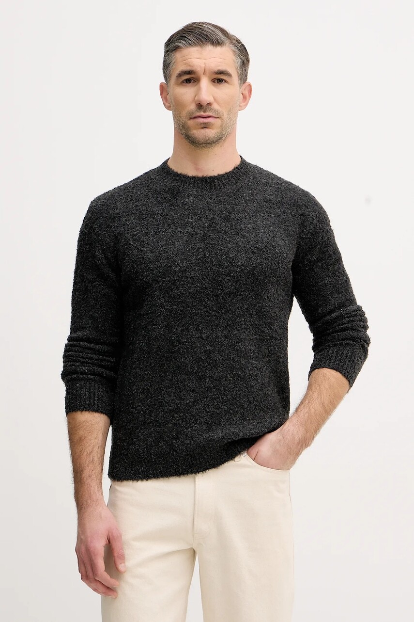 Sveter s prímesou vlny Sisley šedá farba, 170WS104O