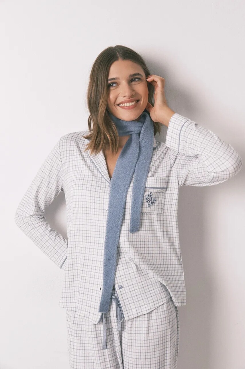 Šál women'secret modrá farba, jednofarebný, 7892735